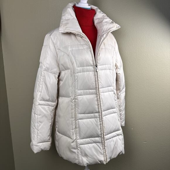 Down Jacket Women XL Jones of New York Ivory Zip Below hip - Picture 2 of 16